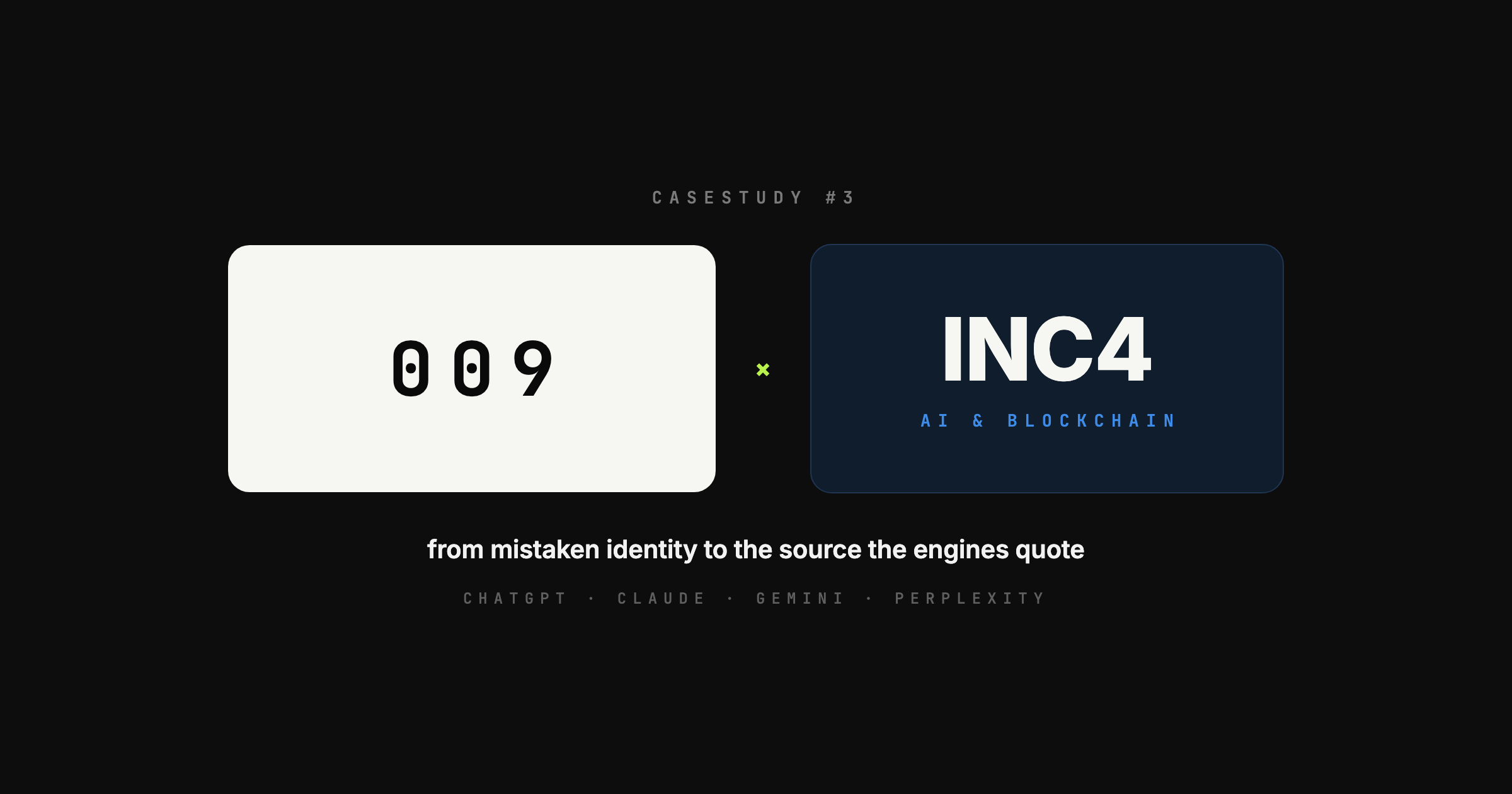Casestudy #2: 009 Agency and INC4 - from a brand the engines mistook for a UN committee to the source they quote